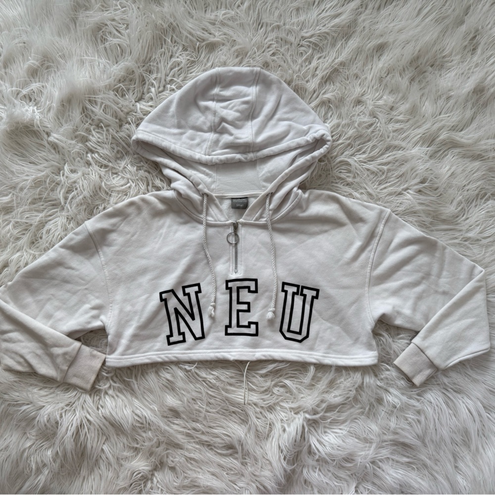 White NEU APPAREL Cropped Hoodie Sweater